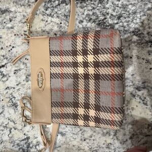 Spartina 449 Plaid Crossbody Bag - Beige and Brown